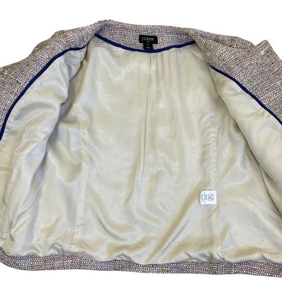 J.Crew Sz S Confetti Tweed Blazer Jacket Pink Green Bracelet Sleeves Classic - Picture 16 of 16